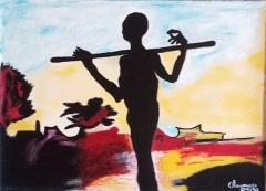 An african boy in a village