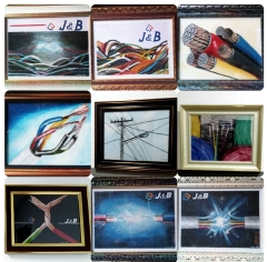A collage of cable paintings